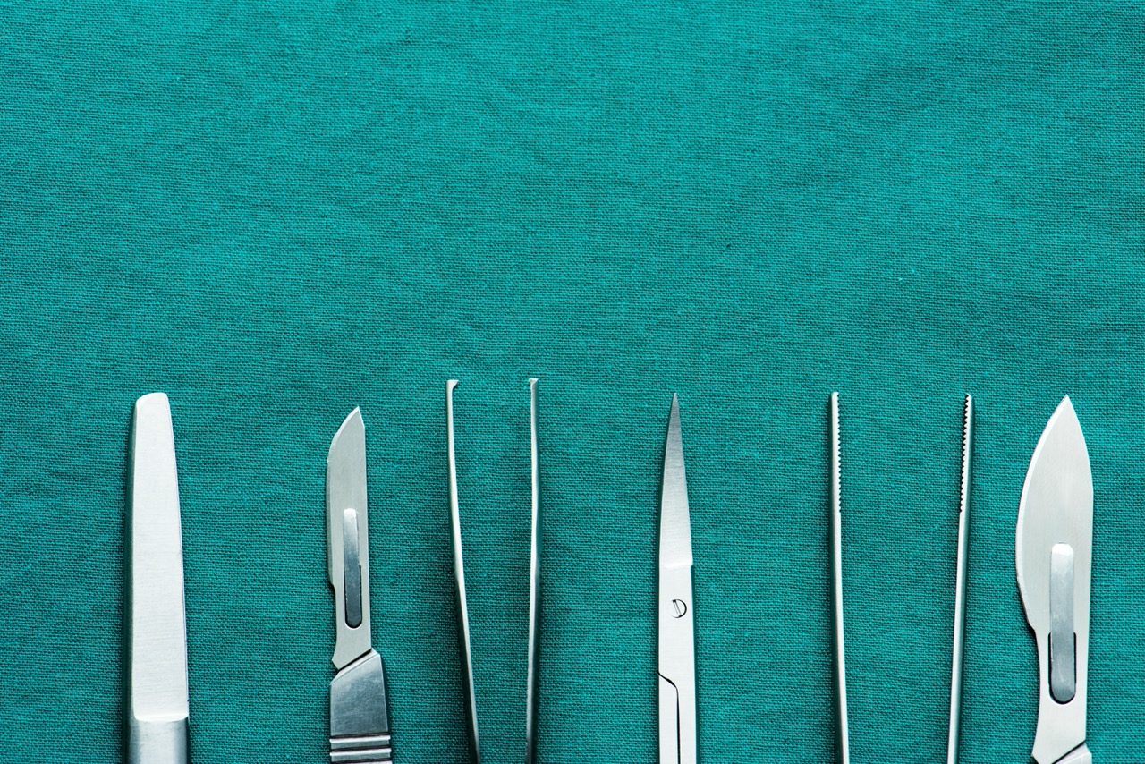 An image of surgical equipment on a blue background.