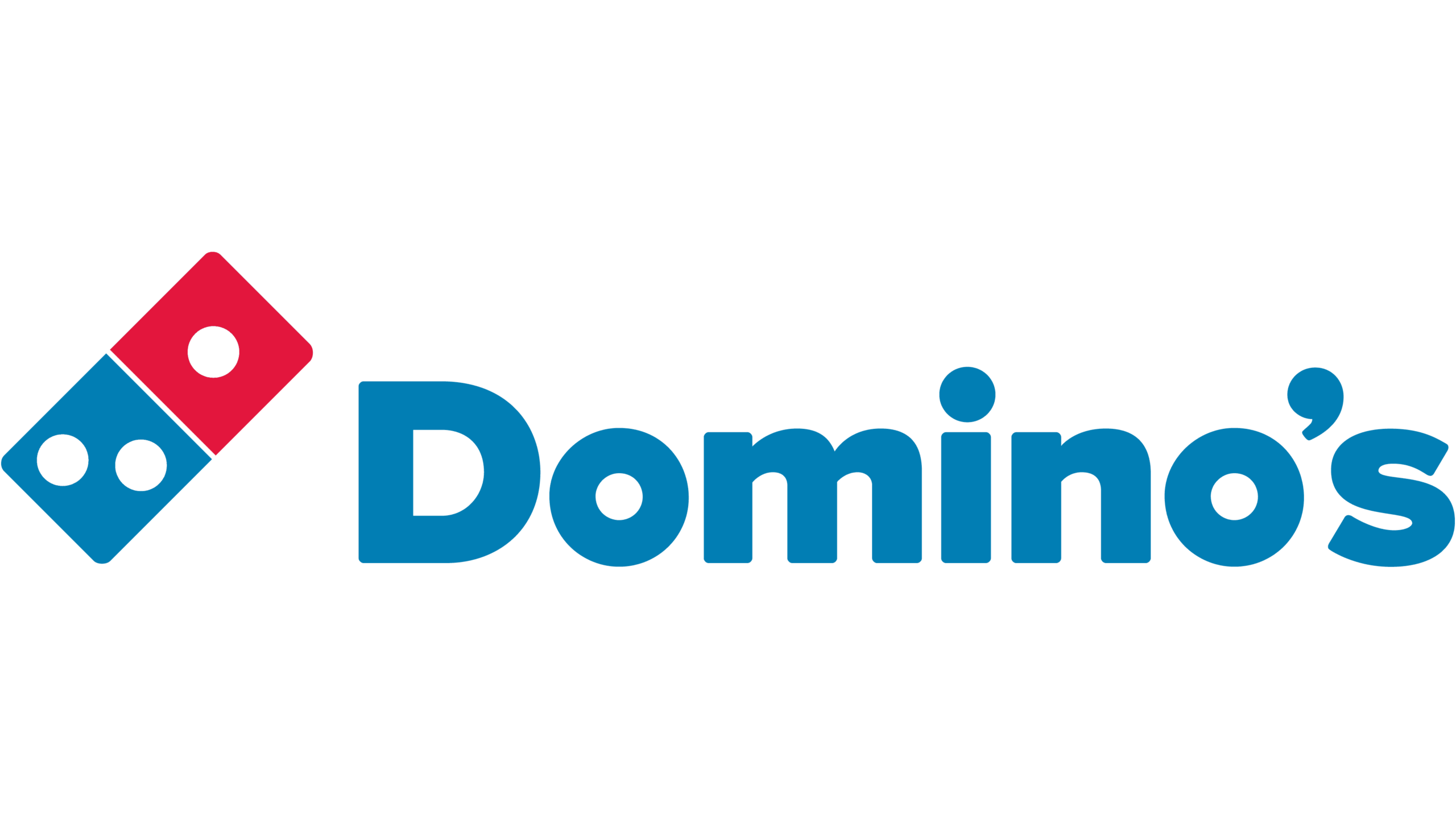 dominos pizza logo in blue and red. 