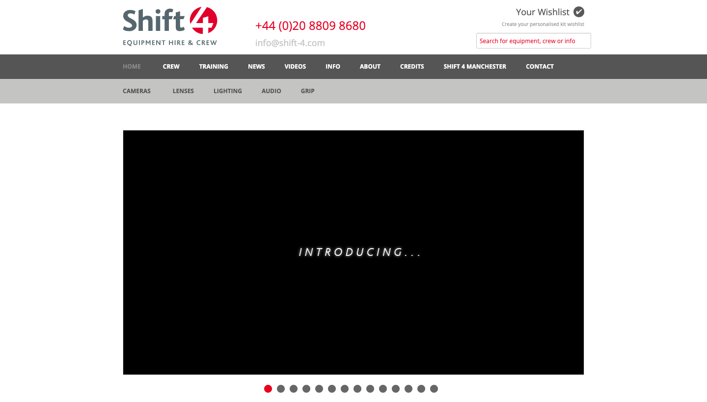 Film equipment for hire in London: Shift 4