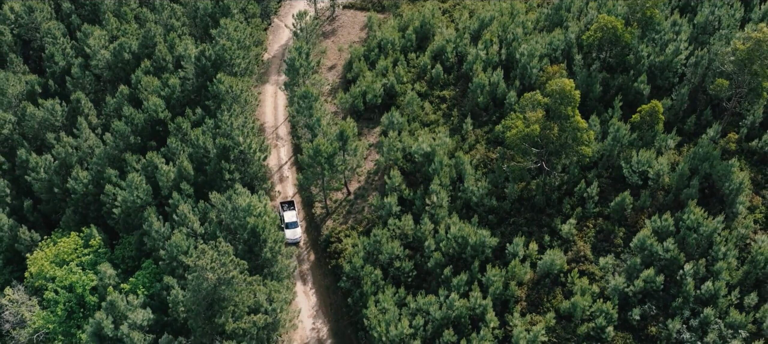 A drone shot of a jeep from the Bio Estrela Documentary by Here Now Films