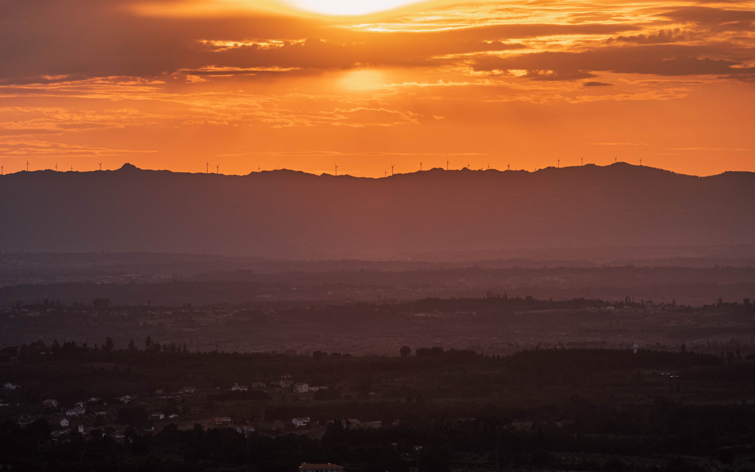 An image of a sunrise of the Estrela Mountain Range in Portugal.