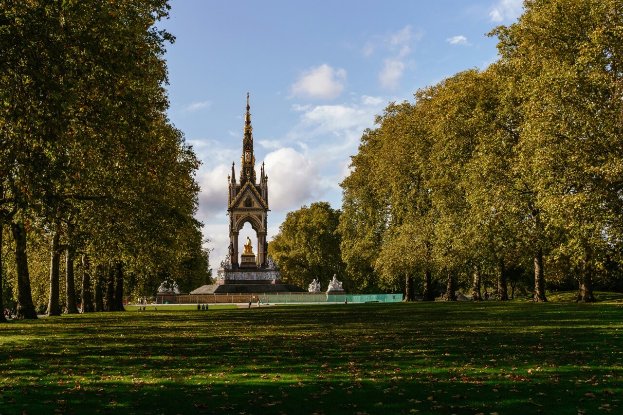 An image of Hyde Park with a blue sky.