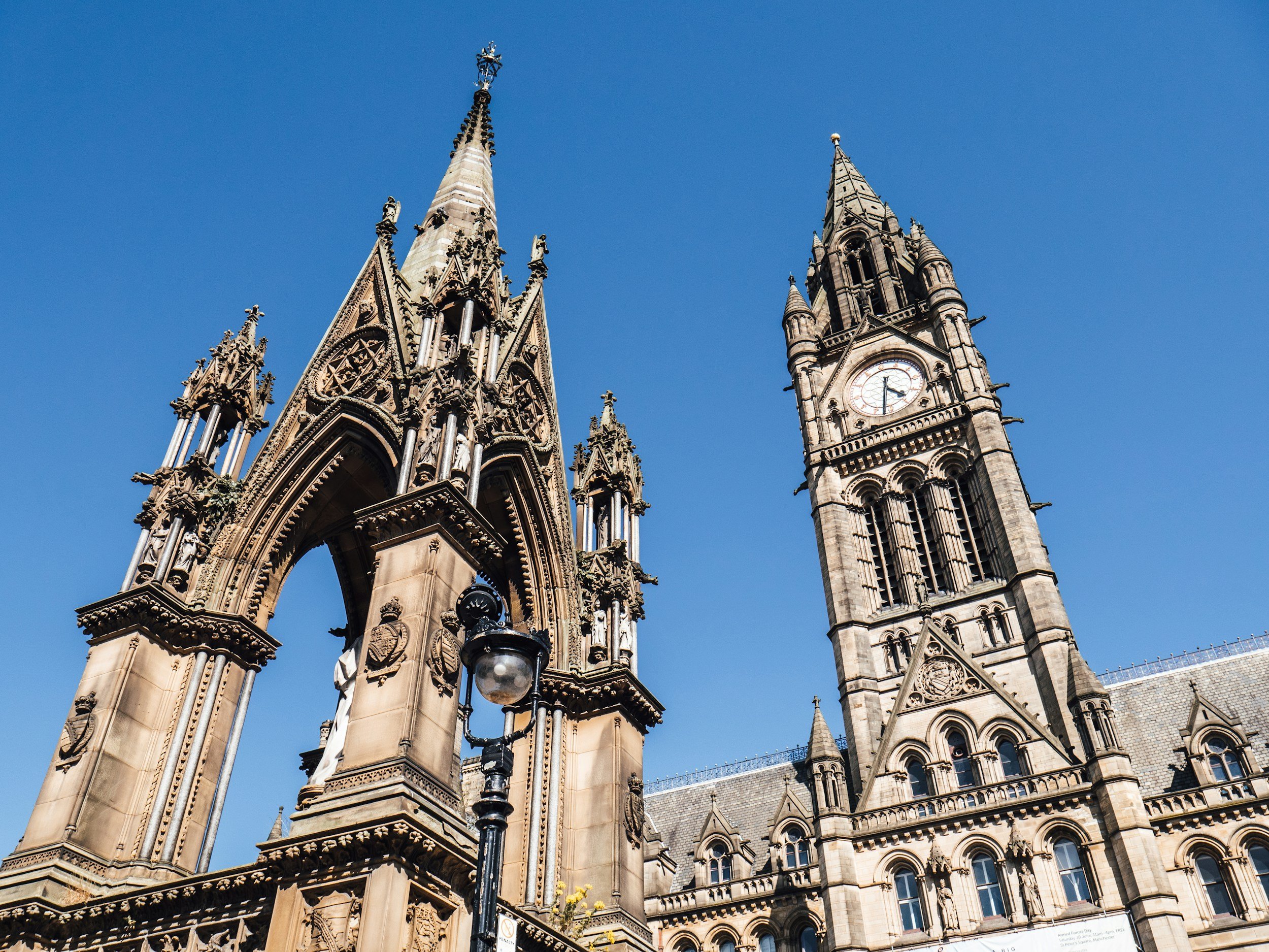 An Image of Manchester Town Hall's main clock tower