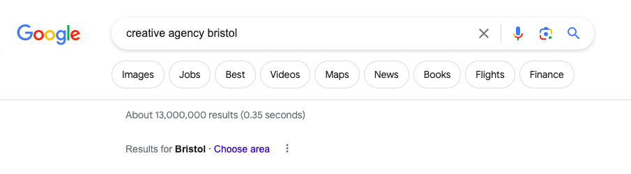 Creative agency in Bristol: Google Search