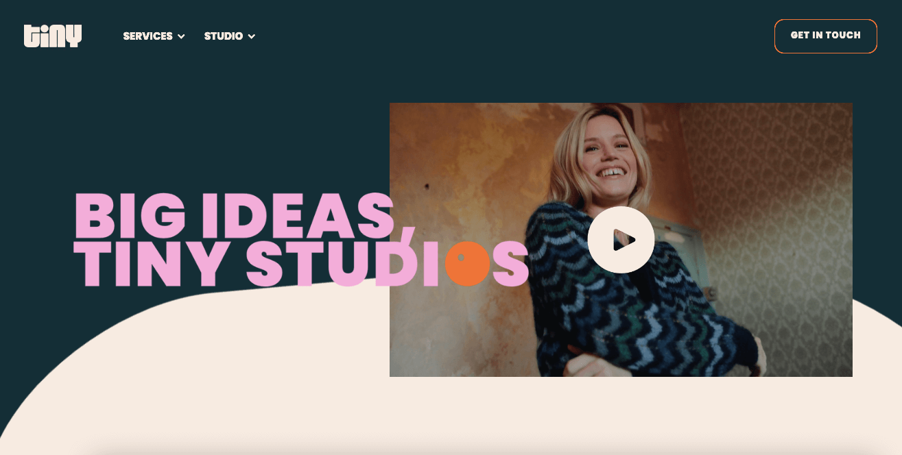 We see a website landing page of It's Tiny Studios, a video production company in London