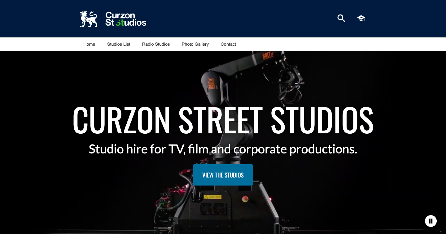 A screen shot of Curzon Street Studios Homepage