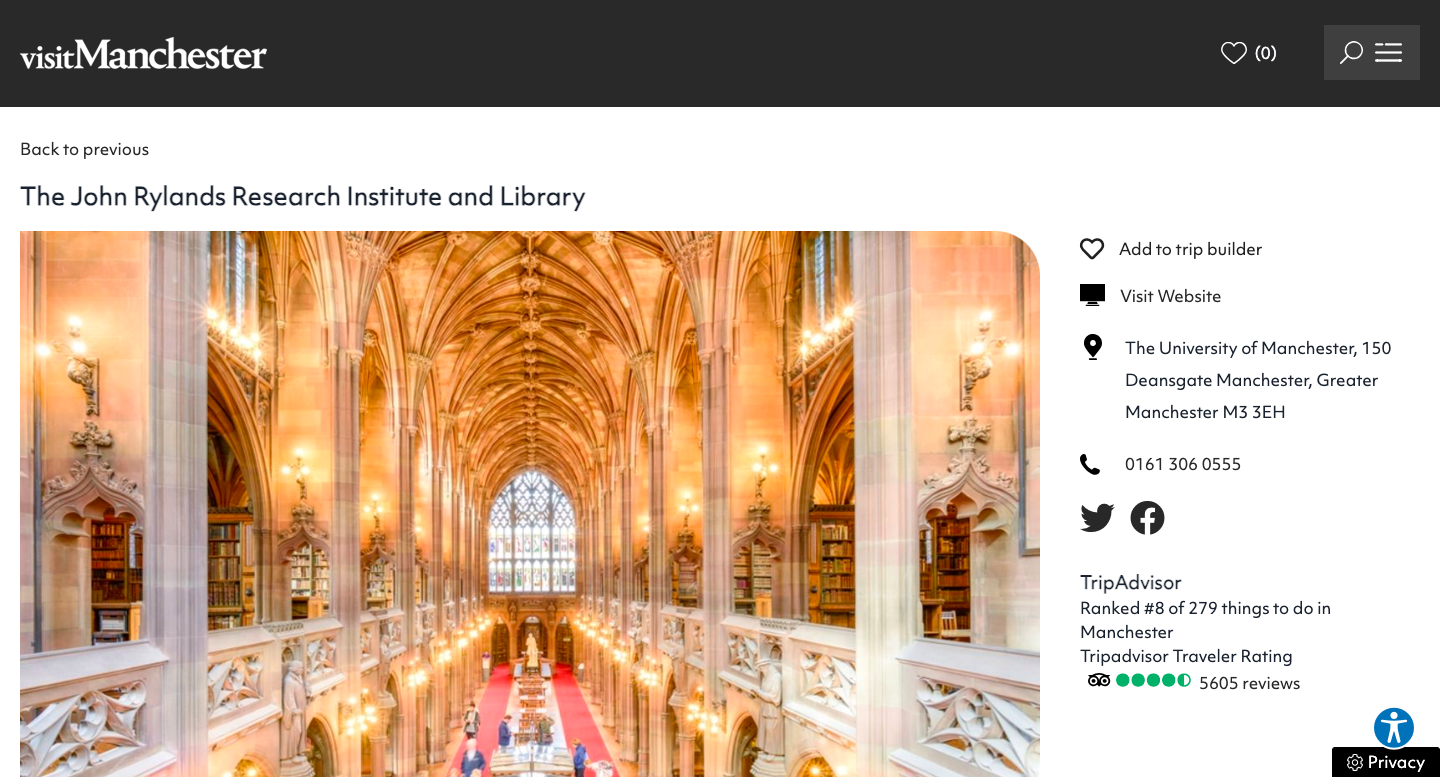 An internal image of John Rylands Library manchester