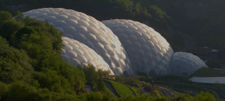 An arial image of The Eden Project