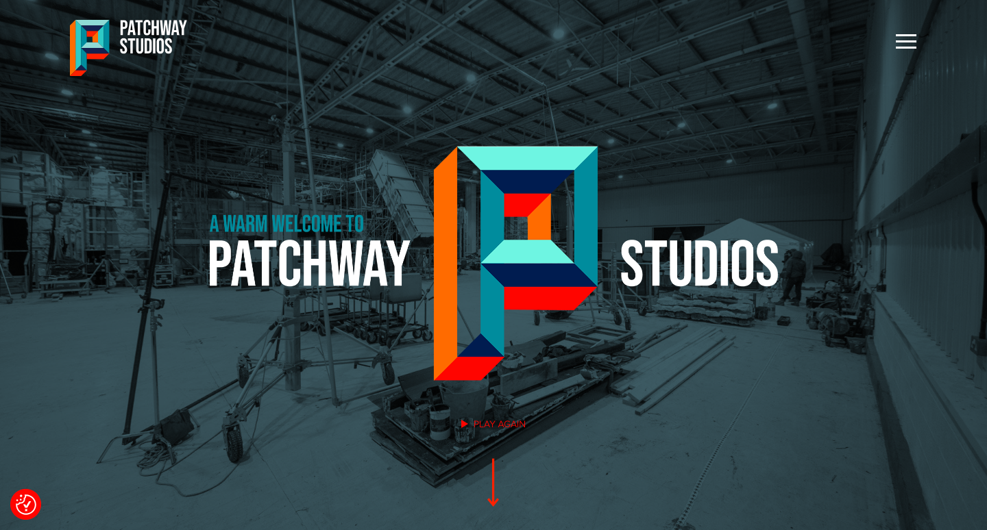 A screenshot of the Patchway Studios home page.