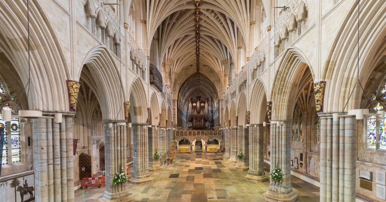 An image of the inside of Exeter Cathedral